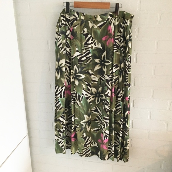 NWT Vintage Maxi Skirt Deadstock Blanchelle Zebra Tiger Tropical print lined 16 - Picture 8 of 16